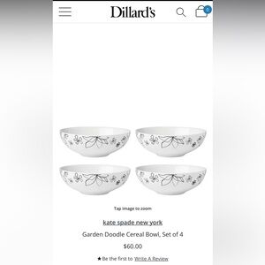 🌸 8 Kate Spade ♠️ Garden Doodle Pasta / Cereal Bowls 🌸